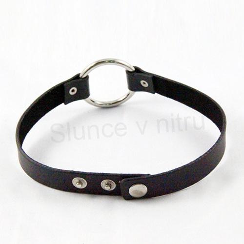 Kožený náhrdelník v punk rockovém stylu s kovovým kruhem (BD967)