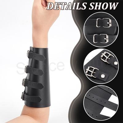 Gotický nastavitelný  kožený šňůrový náramek s železnými přezkami 2 kusy (K626)