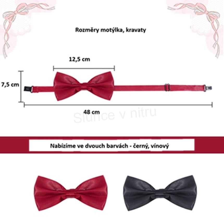 Pánský stylový motýlek – červený, plastová přezka (K639)