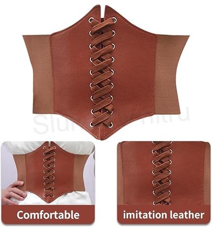 Gotický kožený korzet světle hnědý délka složený 34 cm (K644)