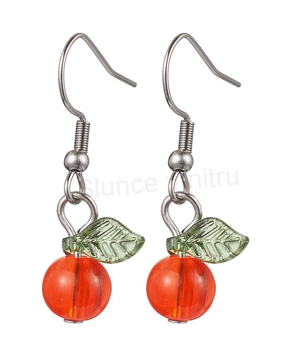 Visací, dlouhé náušnice třešně červené (BB908)