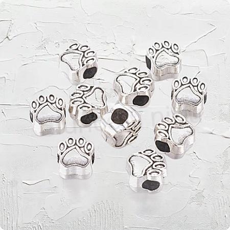 Slitinový korálek tlapka - mezidíl 11,5 x 11 x 7,5 mm stříbro (AA408)