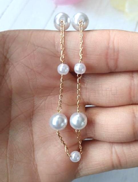 Náhrdelník, choker s imitací ABS perel z nerezové oceli (BD989)