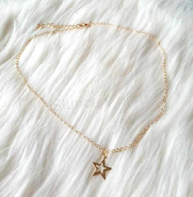 Řetízkový náhrdelník přívěsek hvězda -  nerez ocel (BD990)