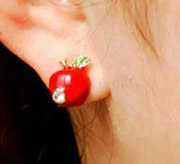 Puzetové jablkové náušnice se zirkony více barev (BB19)