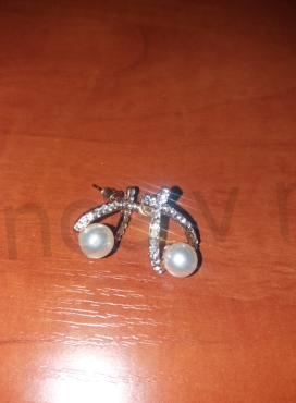 Perlové naušnice se zirkony (BB108)