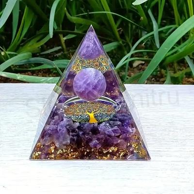 Orgonitová pyramida - Ametystové pokušení a strom života 5,5 x 5,2 cm (PP210)