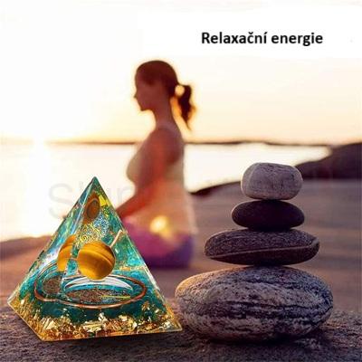 Orgonitová pyramida - tygří tajemství, strom života, tygří oko 6,2 x 5,9 cm (PP215)