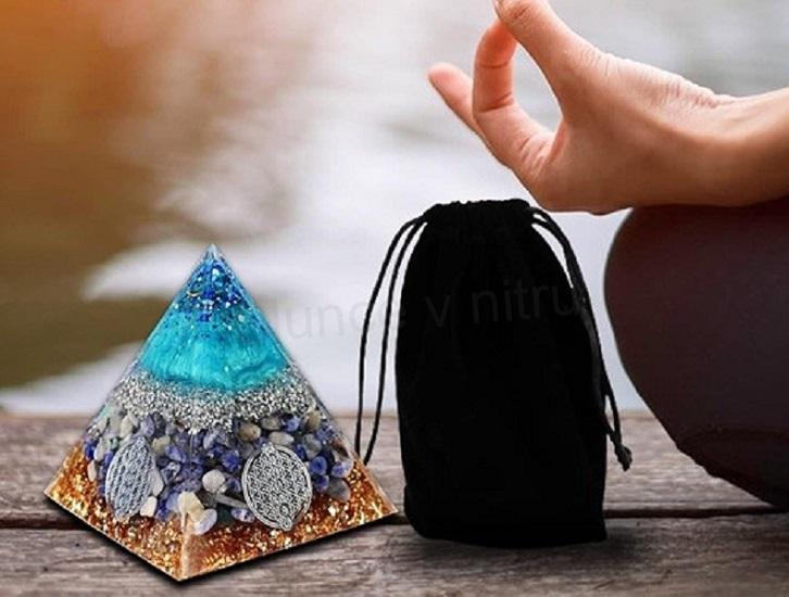 Orgonitová pyramida - květ života, lapis lazuli 6 x 5,9 cm (PP216)