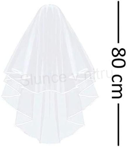 Svatební závoj s hřebínkem délka 80 cm (H714)