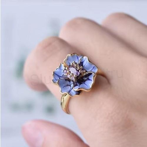 Květinový smaltovaný, zirkonový prsten velikost 57 (BP560)