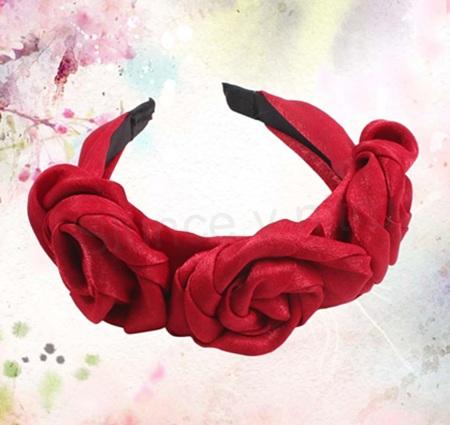 Květinová červená vlasová čelenka (H717)
