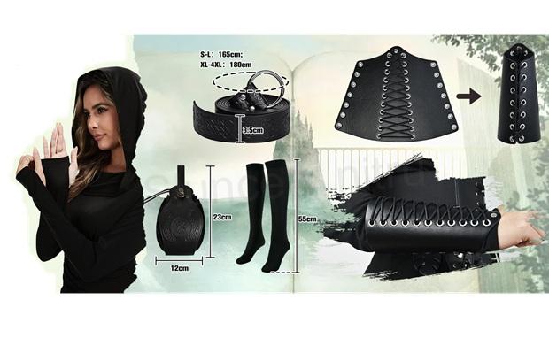 Dámské gotické středověké oblečení šaty s doplňky velikost 3XL (K671)