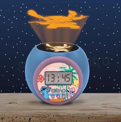 Disney Stitch, projekční budík s buzením, alarmr, noční světlo s časovačem (H736)