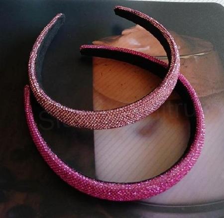 Dámská čelenka s kamínky růžová (H738)