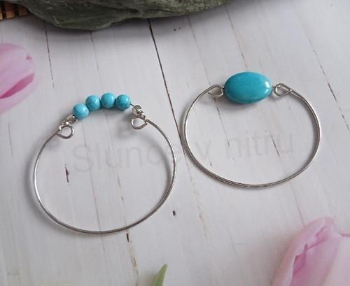 Kovový tyrkysový náramek 2 kusy (BC645)