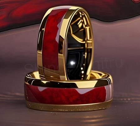Nerezový prsten s červeným designem (BP578)