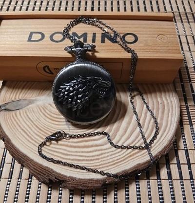 Kapesní cibulové hodinky s řetízkem - vlk, zaklínač, Geralt (H742)