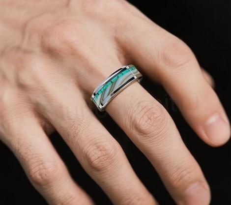 Prsten s pruhovaným achátem – nerezová ocel 304L (BP580)