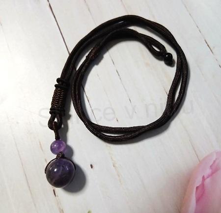 Minerální nastavitelný náhrdelník – ametystové kuličky (X2180)
