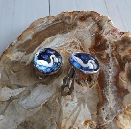 Náušnice klipsny labuť, nerez ocel (BB959)