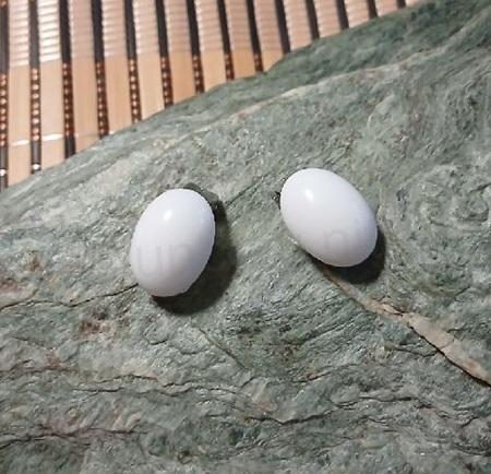 Náušnice klipsny z jabloneckého skla – kabošon bílé (BB964)