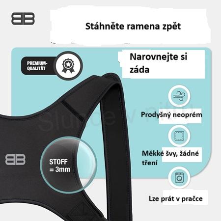 Rovnací pás na záda – velikost M černý (F86)