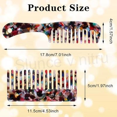 Hřeben na kadeře – široké zuby, barevný, s držátkem varianta A (H766)