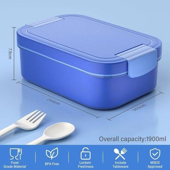 LEIKEEGO Lunch Box pro dospělé 1900 ml bez BPA – modrá (L66)