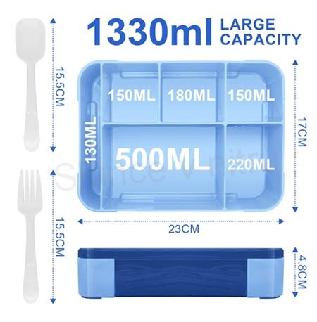 IJIAMY Dětský lunch box s přihrádkami 1300 ml bez BPA – královská modrá (L67)