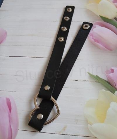 Kožený náhrdelník v punk rockovém stylu se srdcem – nerez (BD1049)