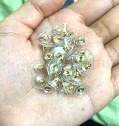 Náušnicová zarážka nerezové se silikonovým kolečkem 11 x 6 mm zlaté | 1 Pár (AA119)