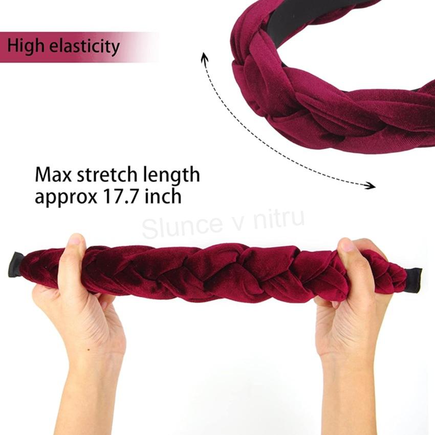 Sametová pletená čelenka Burgundy (H822)