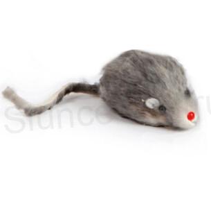 Falešná myš pro kočky dlouhosrstá s chrastícím zvukem (T27)