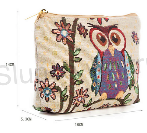 Dámská, dívčí kosmetická taška, taštička Sovičky sova (H51)