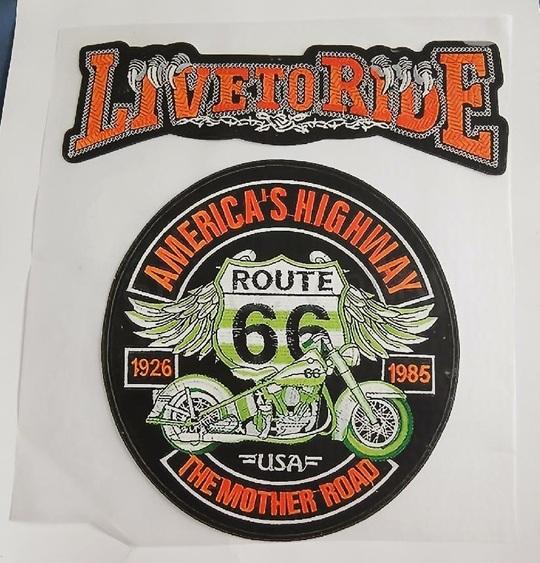 Moto vinylová nášivka Live to Ride, Route 66 - 27 x 25 cm (C924)