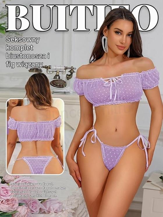 Sexy krajkový set Babydoll fialový velikost L (K826)