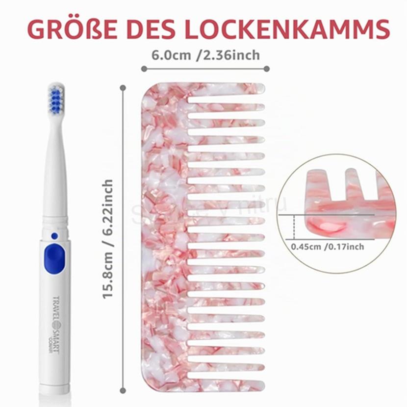 Hřeben na kadeře se širokými zuby růžovo-bílý 15,8 cm (H836)