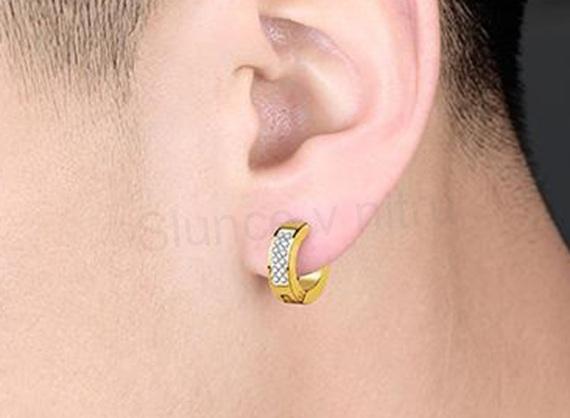 Cicrle Hoop kruhové náušnice zlaté s fialovým krystalem (BB27)