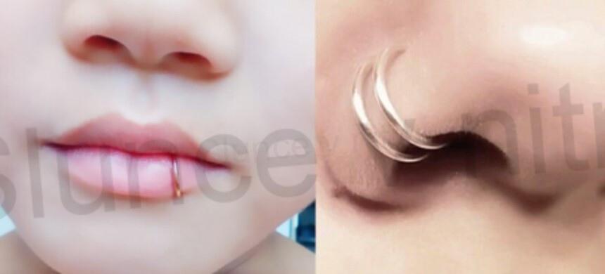 Piercing do nosu z chirurgické oceli 6 x 6 mm modrý (BB114)