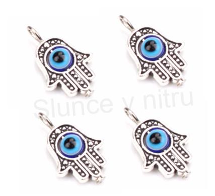 Přívěsek Ruka Fatimy, Hamsa - modré oko (AA166)
