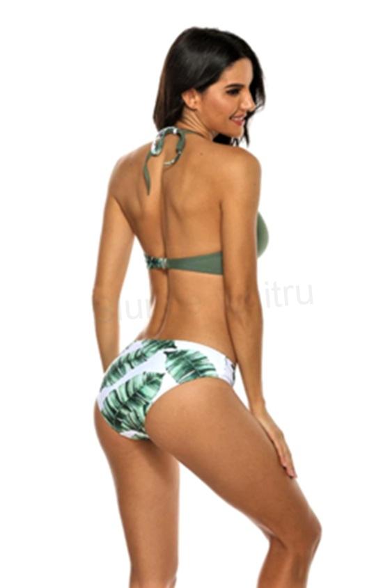 Dámské módní dvoudílné plavky Push Up se vzorem velikost S zelené (K84)