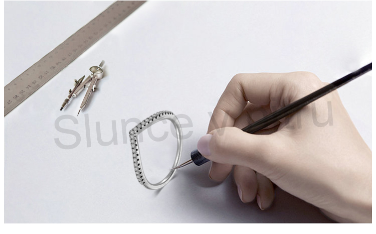 Postříbřené prsten do V, Vlna Přaní (BE45)