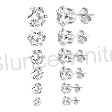 Puzetové naušnice s chirurgické oceli se zirkonem 3 mm bilé  (BB144)