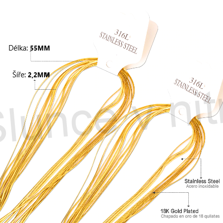 Plochý hadí řetízek chirurgická ocel 2,3 mm, 55 cm zlatý (Y2)
