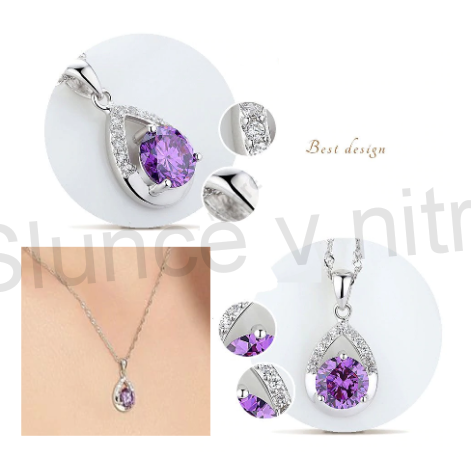 Postříbená souprava šperků kapka, slza se zirkony (BE81)