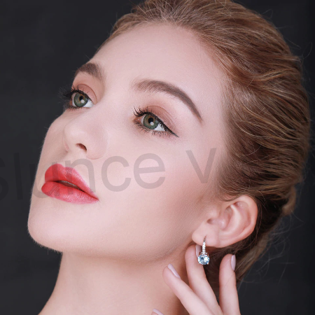 Postříbené náušnice s Topazem a zirkony (BE88)