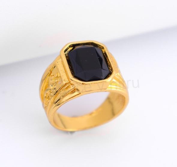 Pánský prsten s černým kamenem a drakem velikost 64 (BP207)