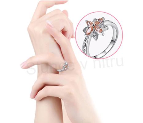 Postříbřený prsten se zirkony květina | 59 (BP215)