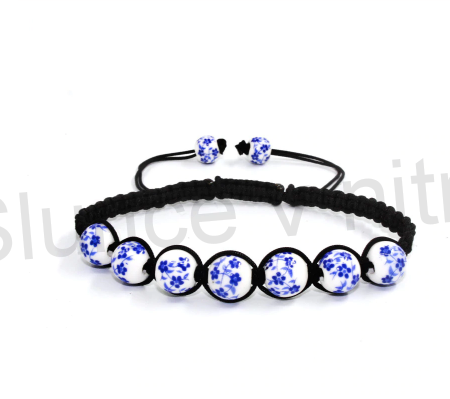 Krásný keramický náramek - ručně malované korálky (BC317)